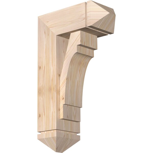 Ekena Millwork Merced Arts and Crafts Smooth Bracket w/ Offset Brace, Douglas Fir, 7 1/2"W x 18"D x 30"H BKT0806X18X30MRC03SDF - main